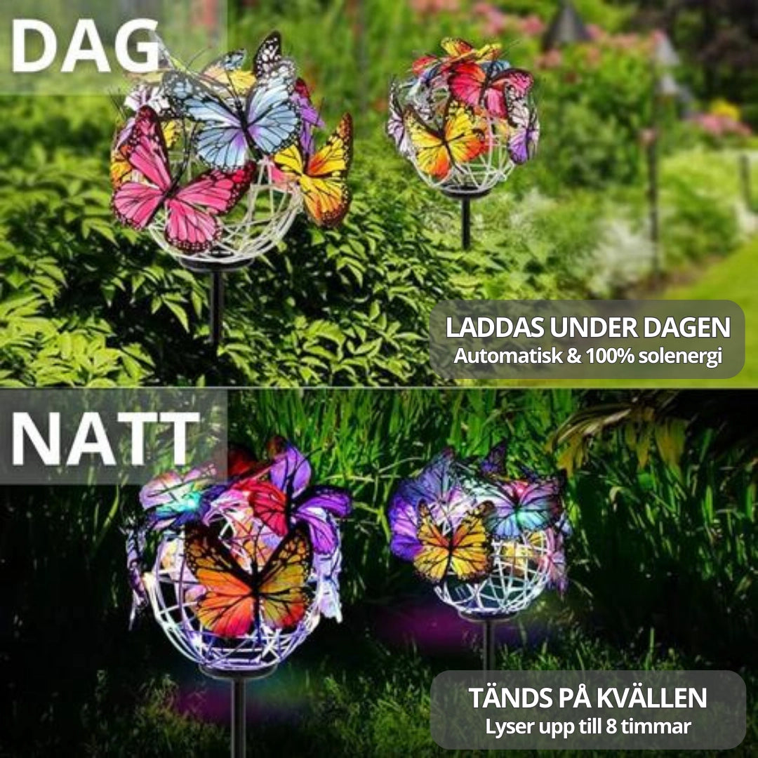 SommerfuglPar® | Solcelledrevne sommerfuglkuler på stang